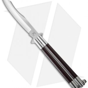 29 Knives Chris Olofson 5" Dual Clip Bowie Butterfly Knife Burgundy Micarta