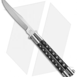 29 Knives Chris Olofson 5" Long Clip Bowie Balisong Knife Skeleton Carbon Fiber