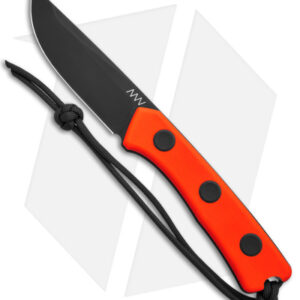Acta Non Verba Knives P200 Fixed Blade Knife Orange G-10 (4" Black) ANVP200-019