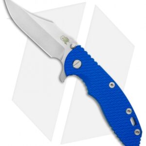 Hinderer Knives XM-18 3.5 Bowie Frame Lock Knife Blue/Blue G-10 (Stonewash)