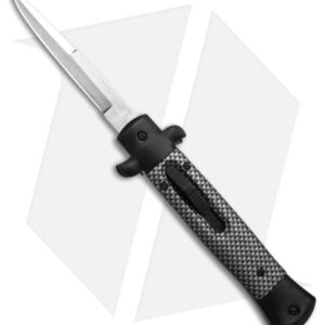 9" Italian Stiletto OTF Automatic Knife Carbon Fiber (3.9" Satin) Bayo