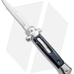 9" Mago Stiletto OTF Automatic Knife Black Marble Acrylic (3.75" Polished) Bayo