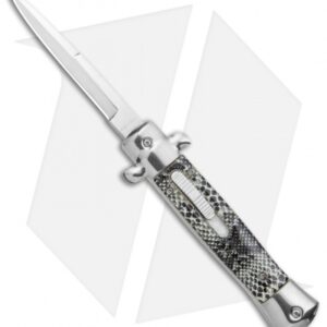 9" Italian Stiletto OTF Automatic Knife Cottonmouth (3.8" Satin)