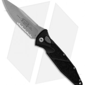 Microtech Socom Elite Automatic Knife Black (4" Apocalyptic Serr) 160A-11AP