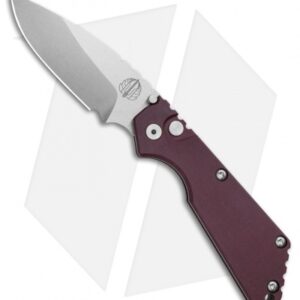 Strider + Pro-Tech SnG Automatic Knife Smooth Burgundy Micarta (3.5" Stonewash)