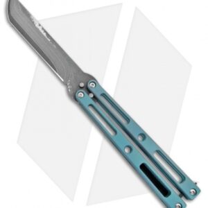 VMX Vallotton/Maverick Custom Balisong Knife Green Ti (4.25" Takefu Damascus)