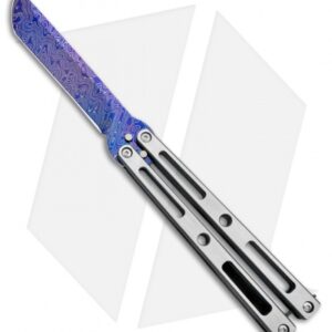 VMX Vallotton/Maverick Custom Balisong Knife Tuxedo Ti (4.25" Blued Damascus)