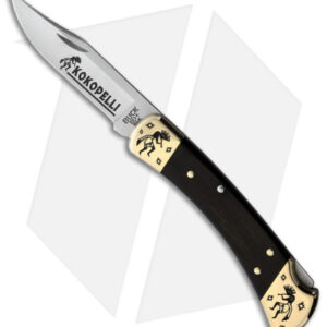 Yellowhorse Custom Buck 110 Kokopelli Lockback Knife Ebony Wood (3.8" Satin)