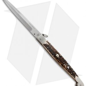 AGA Campolin 16" Sicilian Ring Pull Automatic Stag Horn (7.25" Satin Bayo)