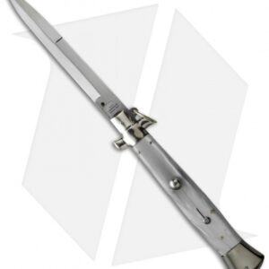 AGA Campolin 15" Ring Pull Automatic Italian Stiletto White (7" Satin Bayo)