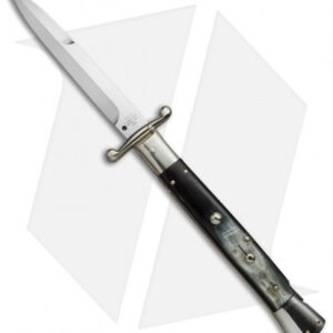 AGA Campolin 13" Swinguard Automatic Knife Dark Horn (5.75" Satin Bayo)