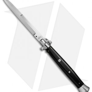 AGA Campolin 18" Ring Pull Automatic Italian Stiletto Black (8" Satin Bayo)