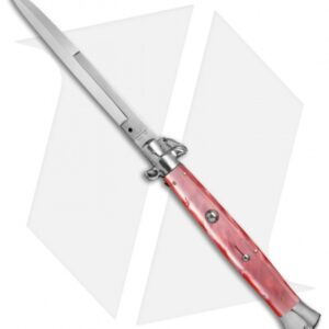 AGA Campolin 18" Stiletto Automatic Knife Pink Acrylic (8" Satin Bayo)