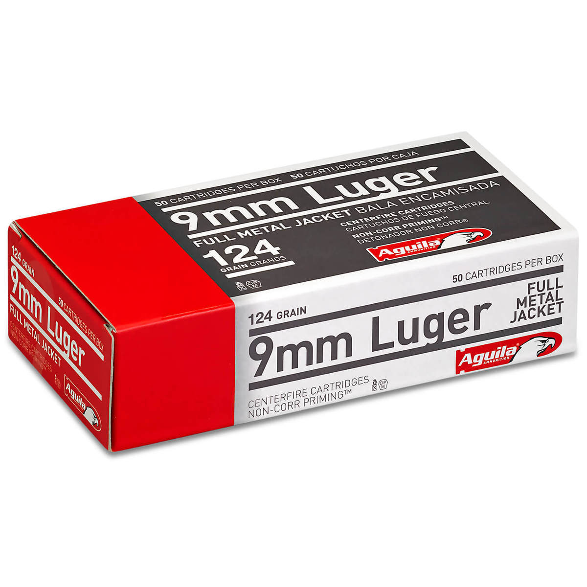 Aguila 9mm Luger 124gr FMJ Handgun Ammo - 50 Rounds