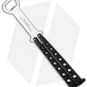 The Bartender "Bottle-Fly" Butterfly Knife Bottle Opener (Black/Silver)