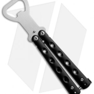 The Bartender Mini "Bottle-Fly" Butterfly Knife Bottle Opener (Black/Silver)