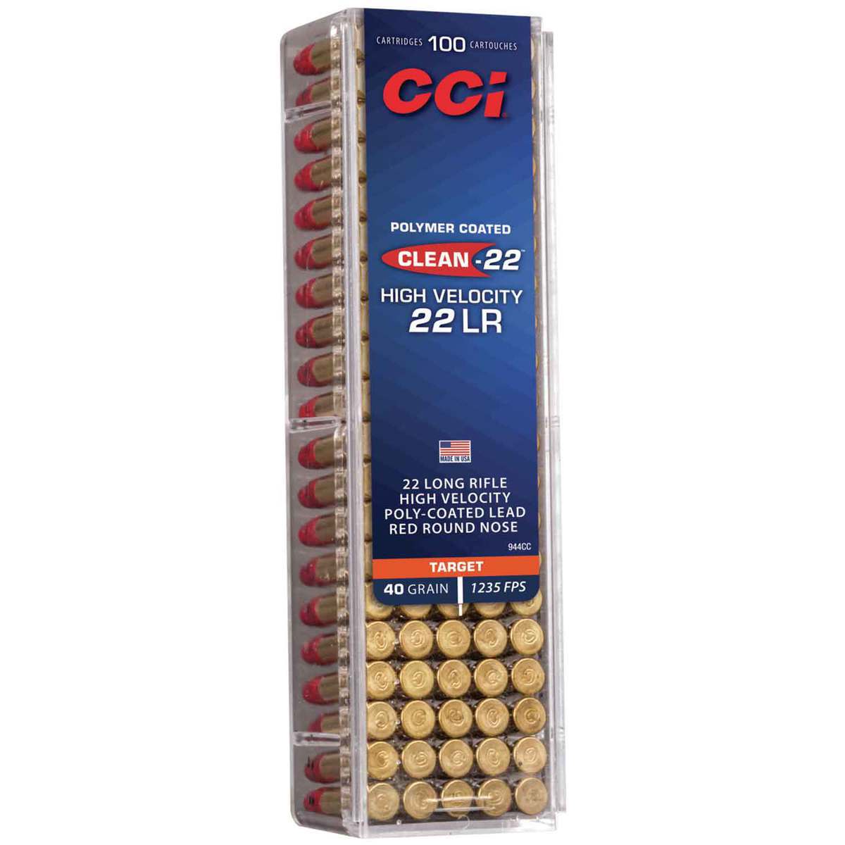 CCI High Velocity 22 Long Rifle 40gr LRN Rimfire Ammo - 100 Rounds