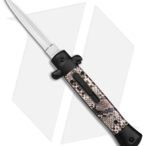 9" Italian Stiletto OTF Auto Dagger Knife Sidewinder Black (3.8" Satin) W/O Clip