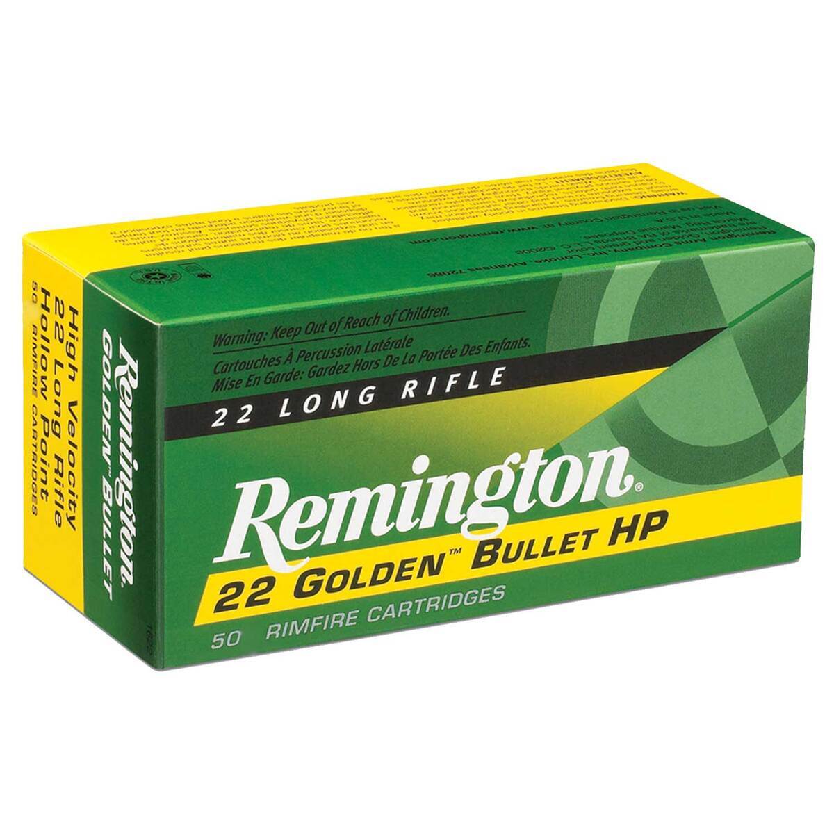 Remington Golden Bullet 22 Long Rifle 36gr BPHP Rimfire Ammo - 50 Rounds