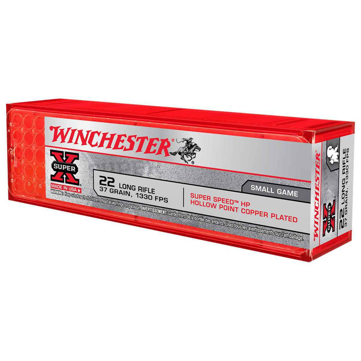 Winchester Super-X 22 Long Rifle 37gr HP Rimfire Ammo - 50 Rounds