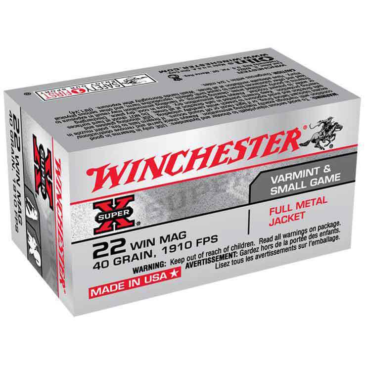 Winchester Super X 22 WMR  40gr FMJ Rimfire Ammo - 50 Rounds