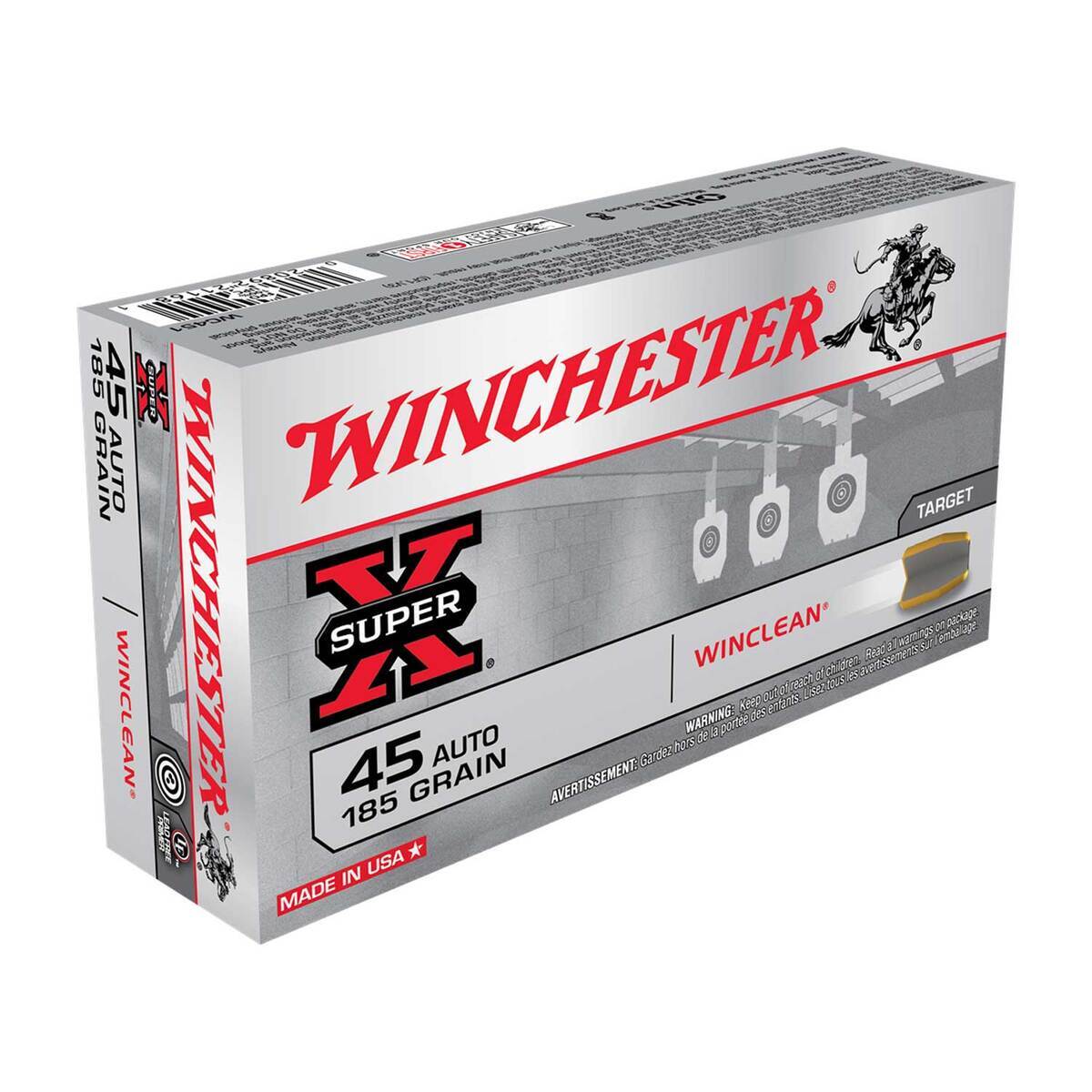 Winchester Super X 45 Auto  185gr WinClean Handgun Ammo - 50 Rounds
