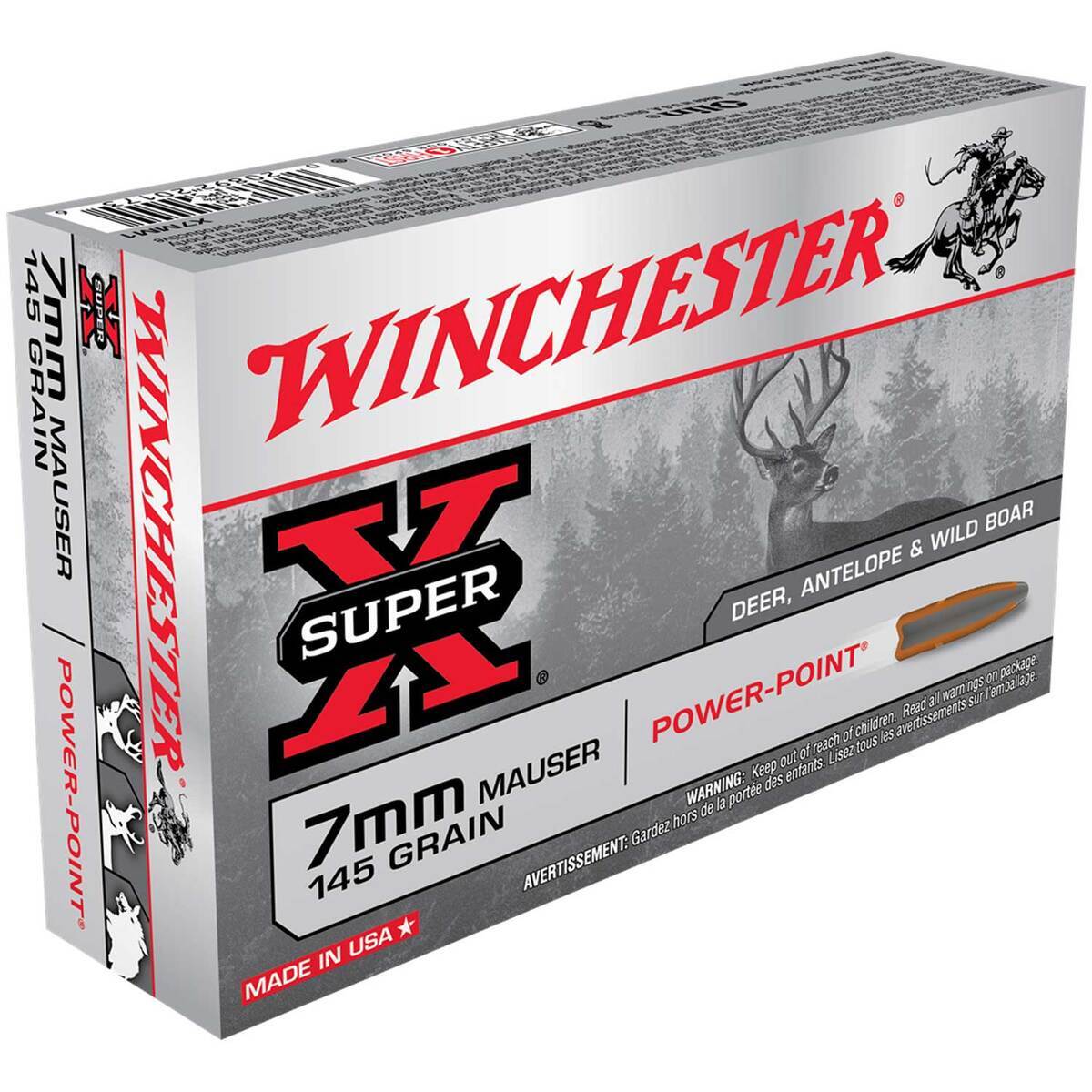 Winchester Super X 7mm Mauser (7x57mm Mauser) 145gr PP Rifle Ammo - 20 Rounds