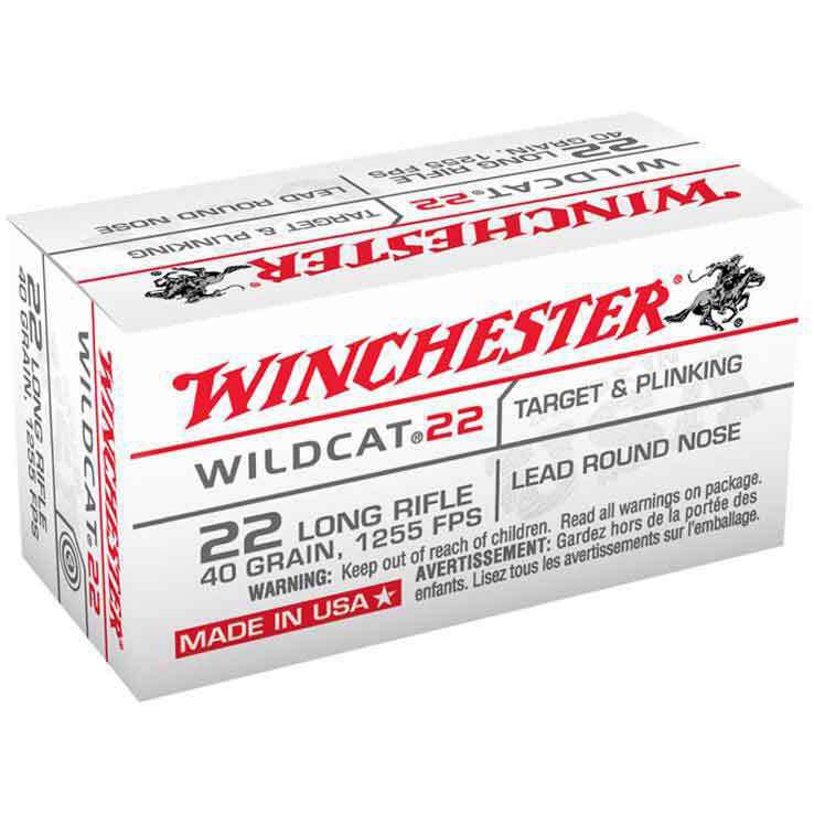 Winchester Wildcat 22 Long Rifle 40gr RN Rimfire Ammo - 500 Rounds